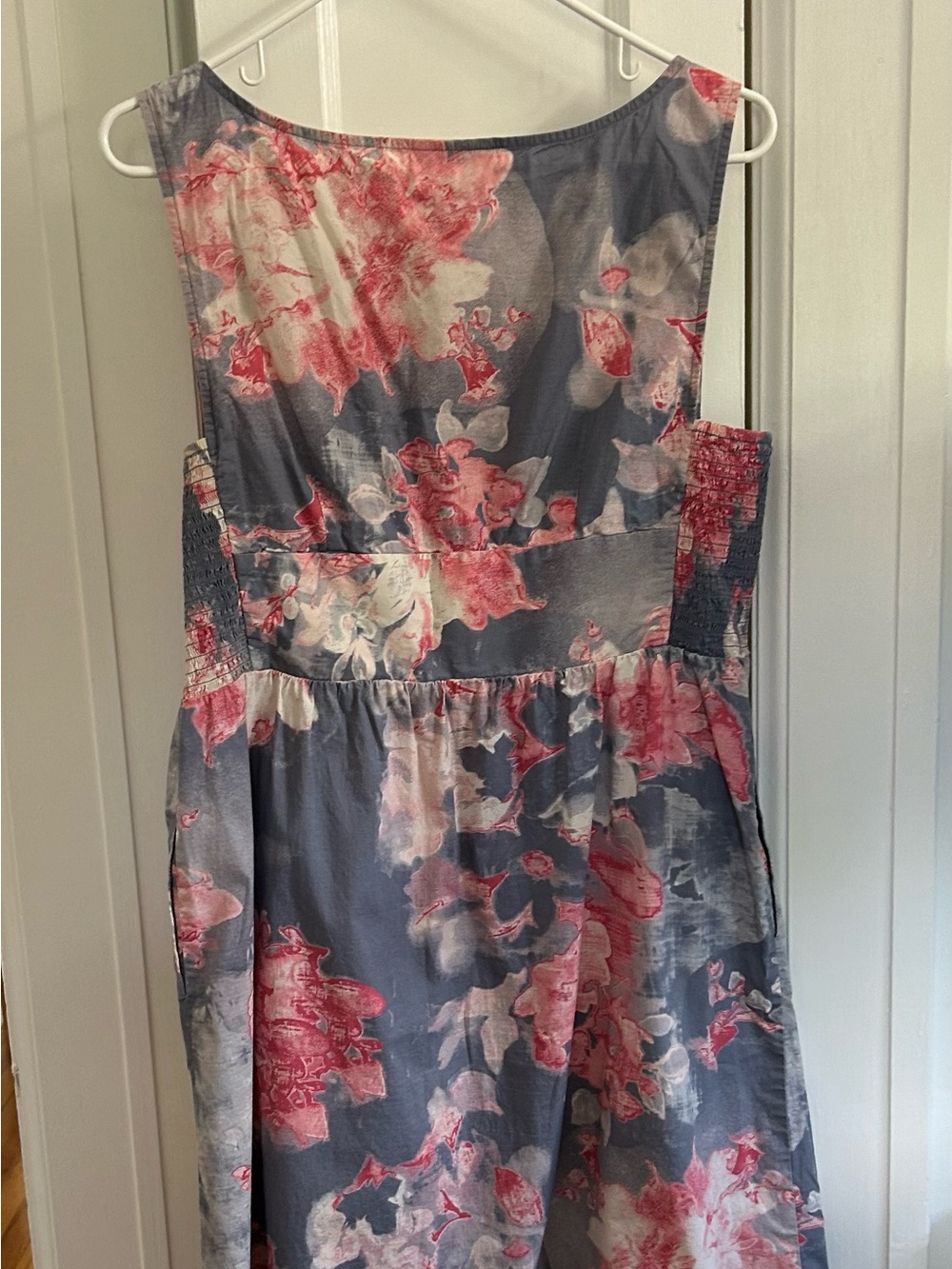 LOFT Pink and Blue Floral V-Neck Dress